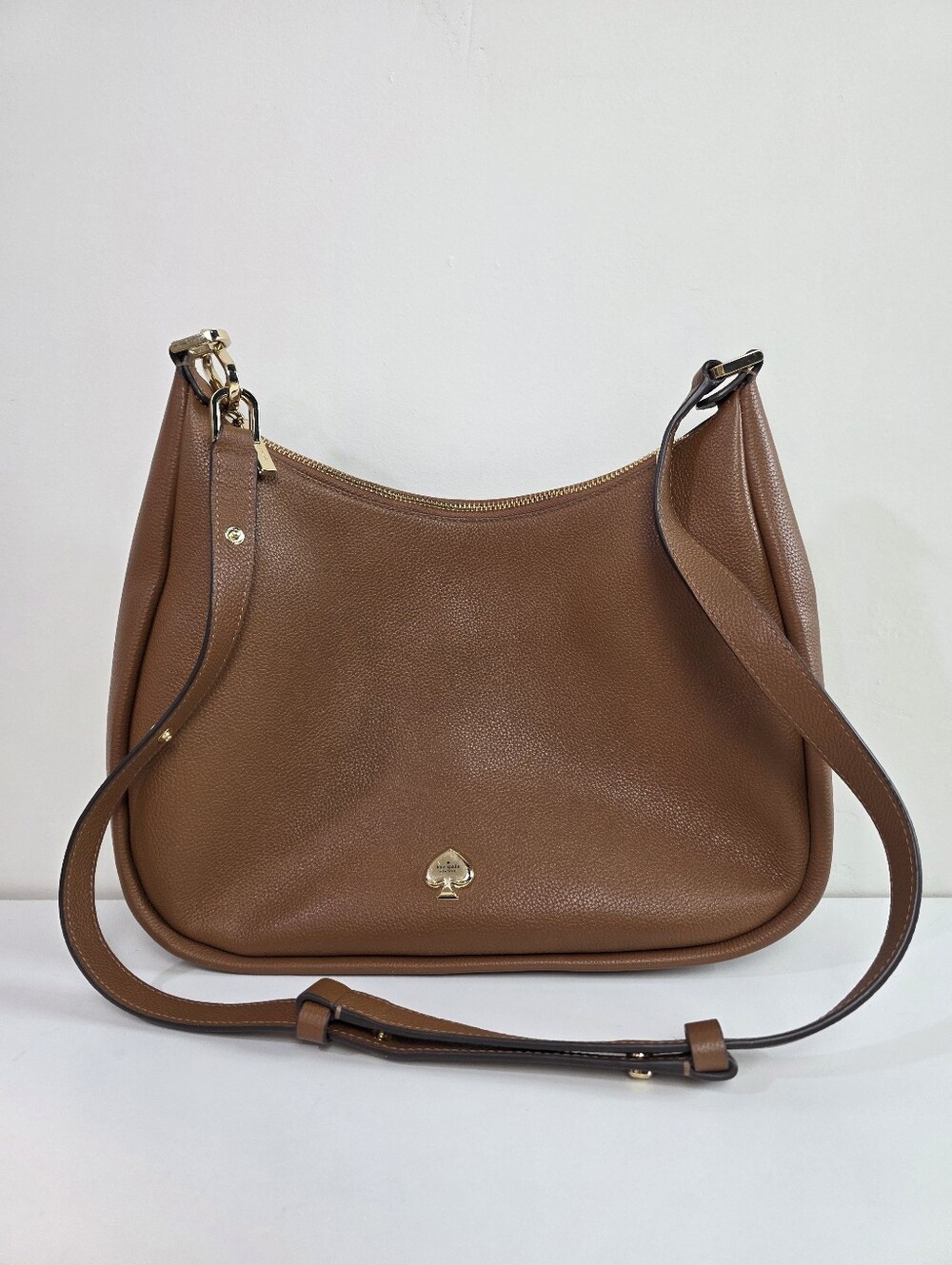 kate spade Kayla Pebbled Leather Saddle Shoulder Bag in Brown